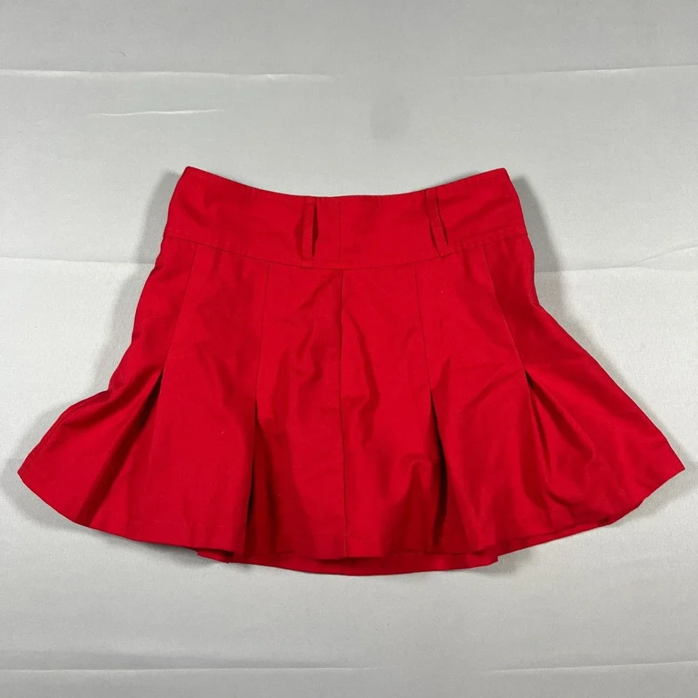 Sincerely Jules Pleated Mini Skirt Womens Small Red Back Zip High Waisted Casual